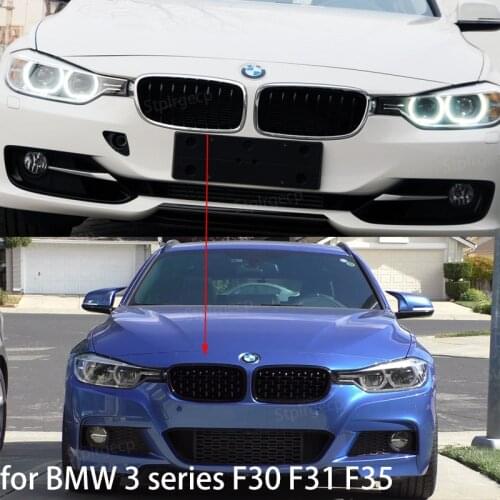 Diamond Front Grill Grilles Kidney Grill Replacement for BMW 3 series F30 F31 F35 2011-19 Double Slat M Sport Style Bright Black