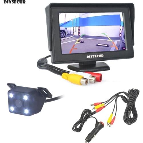 DIYSECUR Wlred 4.3" TFT LCD Car Monitor + LED Night Vision Rear View Car Camera Parking Assistance System Kit