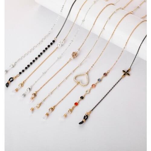 Pearls Glasses Chain Women Mask Chain Colorful Color-preserving Gold Plated Lanyard Halter Chain Anti-skid Jewelry For Ladies