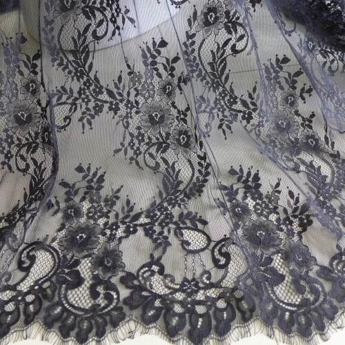 CHANTILLY Fabric Vintage Black Wedding Dress Lace Fabric for Bridal, Shawls, Wedding Bolero or Sheer curtain