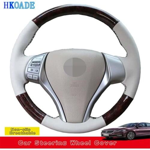 DIY Genuine Leather Steering Wheel Covers For Nissan Teana 2013-2018 Altima 2013-2018 Rogue 2014-2016 Qashqai X-Trail 2014-2017