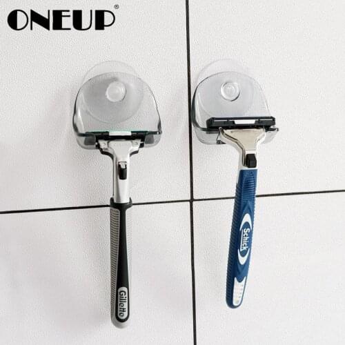 ONEUP Suction Cup Razor Rack Razor Holder Suction Cup Shaver Storage Rack Wall Hook Hangers Towel Home Bathroom Accessories Set