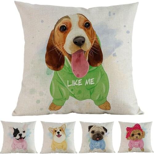 Dressed Puppies Cute Small Dog Beagle Corgi Pug Bulldog Poodle Throw PillowCase Home Pet Shop Sofa Car Decorative Cushion Cover