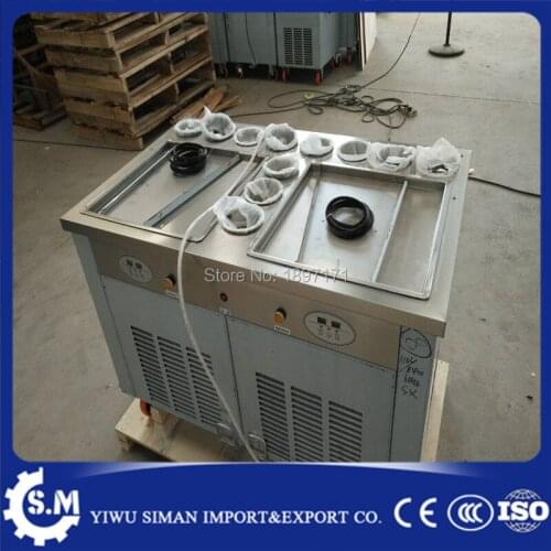 Digital 45cm fried ice cream roll machine thailand fry ice cream machine double pan with 11 buckets box