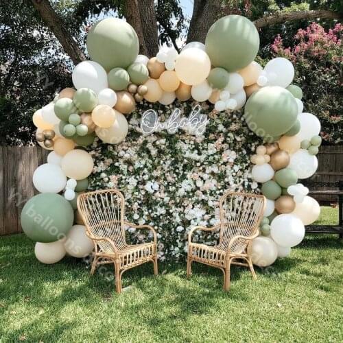 DIY Balloon Garland Arch Kit Wedding Decoration Sage Green Gold Latex White Balloon Arch Birthday Party Baby Shower Decor