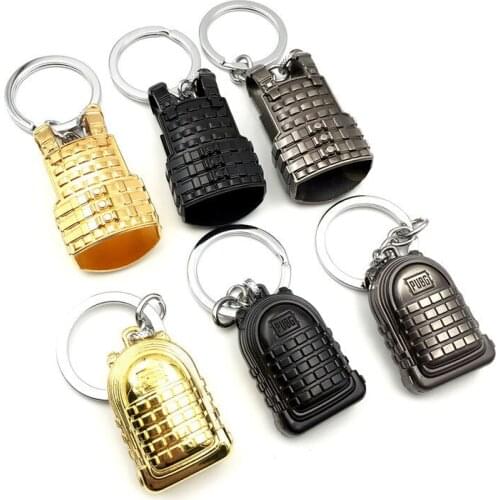 Hot Game PUBG Royale III Backpack Vest PUBG Triple Backpack Alloy Keychain Key Ring For Holder Souvenir Key Chain Jewelry