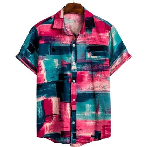 KANCOOLD Shirt Mens Ethnic Short Sleeve Casual Cotton Linen Printing Hawaiian Shirt vintage Plus Size Blouse shirts for men Jun2