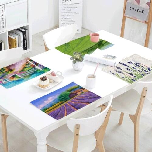 Country Style Color Oil Painting Printed Table Napkins For Wedding Mats Dining Flowers Table Set Home Decor Lavender Accessories