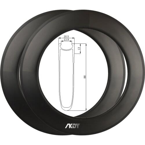 700c 88mm Carbon Clincher Wheels Bike Road 20.5 / 23 / 25mm Width Fixed Gear Bike Wheels 32H/36H V Brake Fixie Bike Wheels Rim