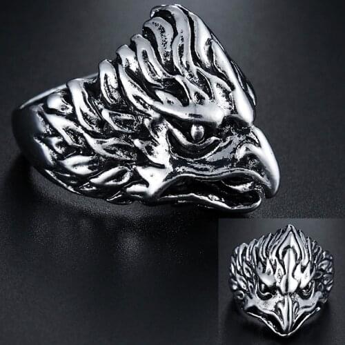 Eagle Head Animal Punk Ring for Men Women Rock Hiphop Biker Silver Color Finger Rings Party Jewelry Gift Accessories Wholesale