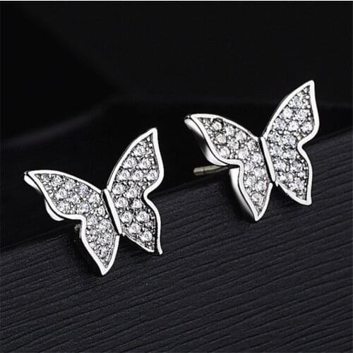 Korean Fashion Animal Butterfly Earrings Woman CZ Pave Cubic Stones Earings Fashion Jewelry Accesorios Mujer