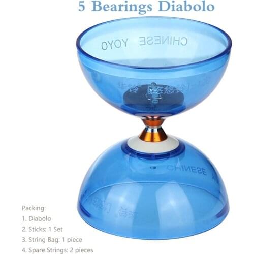 M# 120*140mm YOYO 5 Bearing Diabolo Set Packing Sticks/String Bag/Spare Lines 6 Colors For Choose Chinese Kongzhu