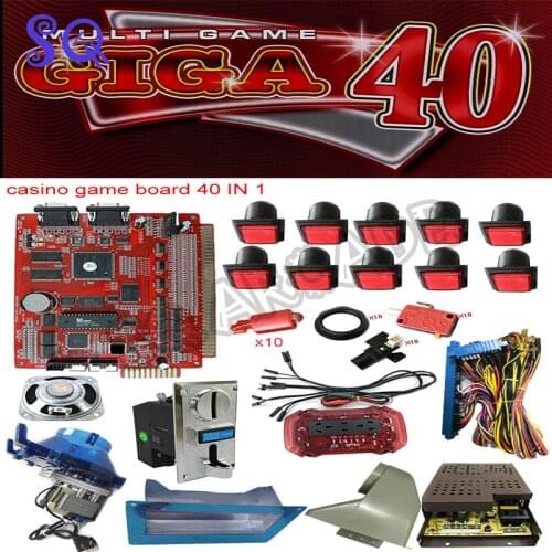 Casino Multi Game Board GIGA 40 in 1 Kit for Gambling Machine Slot PCB Motherboard Coin Acceptor Hopper LED Button Win Sytem