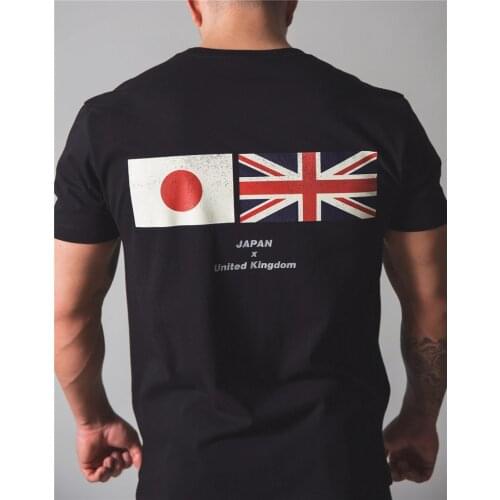 JP&UK LOGO Summer Newest Mens Muscle Sport Cotton Fitness Short Sleeve Summer Gym Training Outdoor Running Breathable T-shirts
