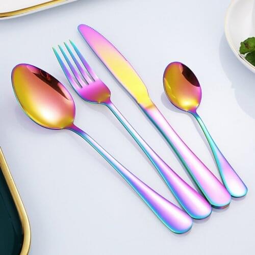 Kitchen Dining Table Spoon Fork Knife Kit Dinnerware Set Western Silverware Stainless Steel Flatware Cutlery Set Mirror Polished