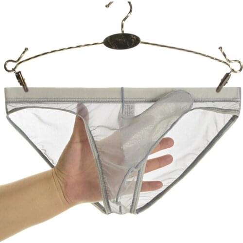 New Mens transparent Closed Penis Sleeve ultra-thin under wear Net yarn sexy breathable men underwear Briefs
