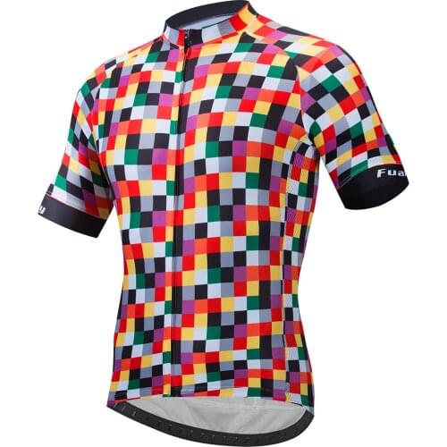 Fualrny Cycling Jersey Breathable Cool Cycling Jersey Short Sleeve Summer Quick Dry MTB Road Biking Jersey Cycling Clothing Men