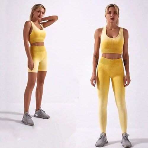 Summer New Tie Dye Seamless Sports Set Women Shockproof Sport Bra +High Waist Yoga Shorts Or Trousers Women Running Training Set