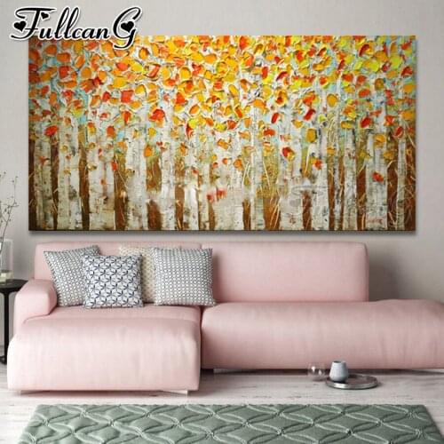 FULLCANG Abstract tree scenery large diamond painting 5d diy full square round drill mosaic embroidery sale decoration FC2806