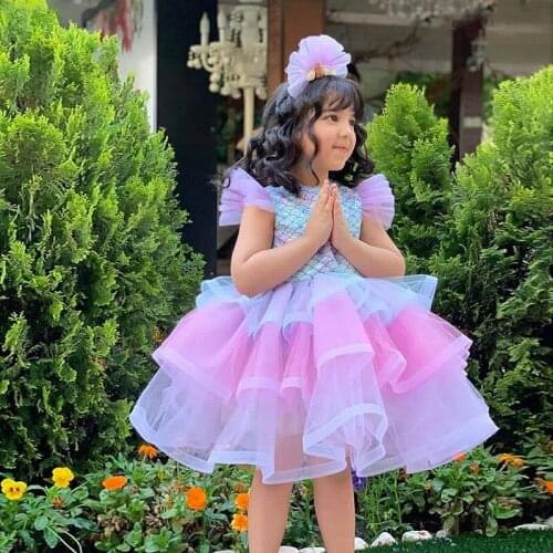 Girls dress summer dress bow fluffy mesh dress cosplay costumes birthday party dress girls sweet princess dress children’s dress