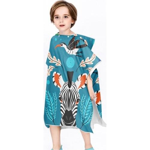 2021 Boys Girls Hooded Microfiber Beach Towel Cape Towel Dinosaur Lion Cartoon Pattern Beach Towel Swimming Towel 120x60cm