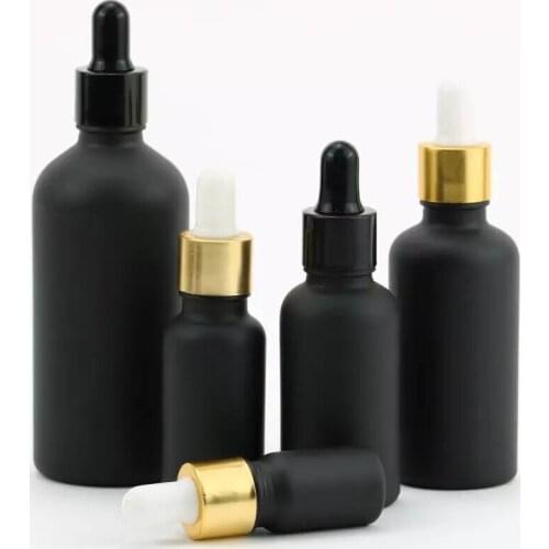 15pcs 5/10/15/20/30/50/100ml Empty Black Dropper Bottles Glass Essential Oil Liquid Aromatherapy Pipette Perfume Container Jars