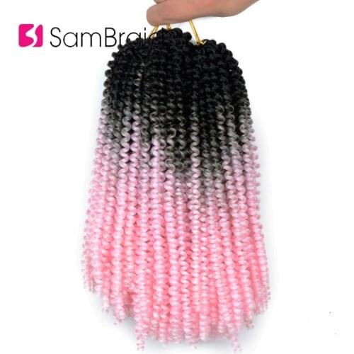 SAMBRAID Spring Twist Hair Crochet Braid Kinky Curly Crochet Hair 8 Inch Synthetic Braiding Hair Extensions Passion Bomb Twist