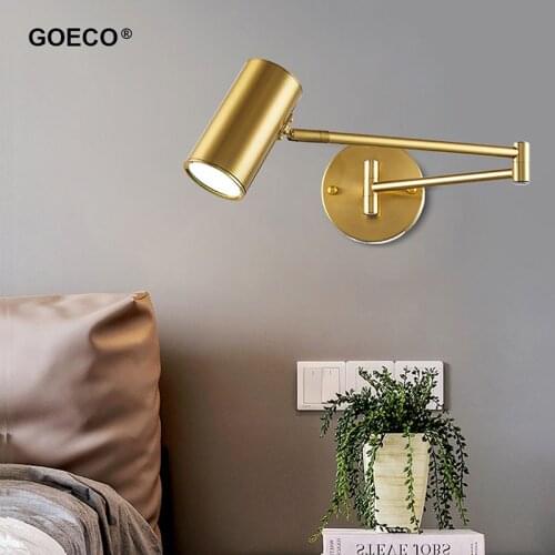 Modern Led Golden Wall Lamp Nordic Adjustable Swing Long Arm Wall Light Bedroom Living Room Bedside Corridor Aisle Sconce 220V