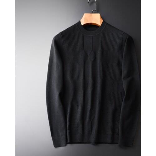 New Men Sweater Fashion Dark Grain Jacquard Black Round Collar Sweaters Autumn And Winter Pullover Masculino Mens Sweaters