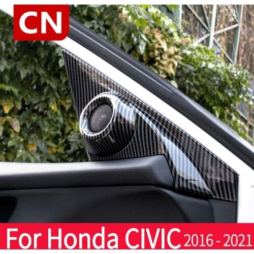 Fiber Grain Interior Front Door Speaker Window A Pillar Cover Decorative Modification Accessories Trim For Honda 10th Gen Civic