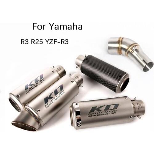 Motorcycle Exhaust for Yamaha R3 R25 YZF-R3 Middle Pipe Slip On 51 mm Mufflers Removable DB Killer Escapes Reserve Catalyst
