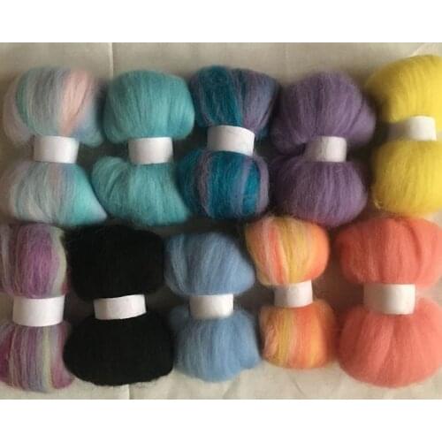 WFPFBEC lana merino wool fibre roving for needle feling set doll NAALDVILTEN wool crafa 10g