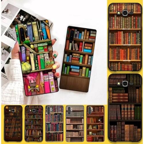 YJZFDYRM Retro Book Shelf Bookshelf Black Cell Phone Case For Samsung Note 7 8 9 10 Lite Plus Galaxy J7 J8 J6 Plus 2018 Prime