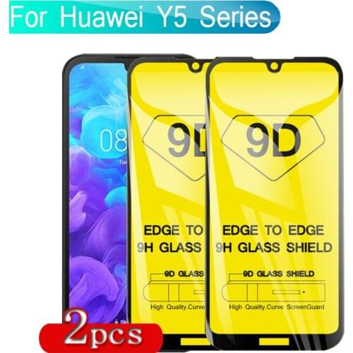 2PCS 9D Tempered Glass For Huawei Y5 Lite Prime 2018 Screen Protector Full Glue Protective Glass For Huawei Y5 2019 Safety Glas