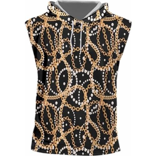 Pearl Golden Chains New Hoodies Tank Tops Vogue Casual Suitable Baroque 3d Sleeveless Hoody Vest Plus Size 6xl Dropshipping OGKB