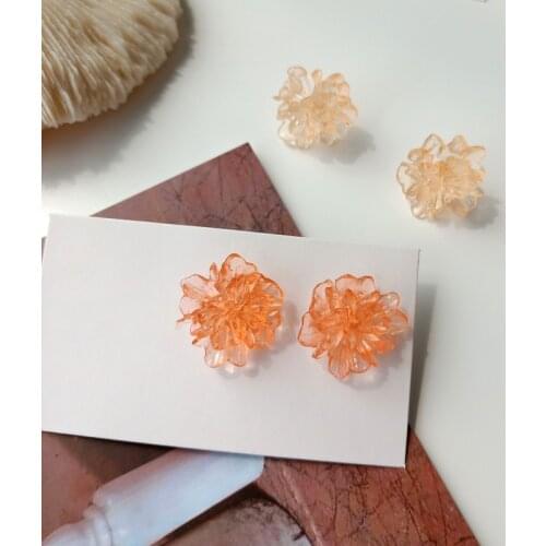 Shiny Side New Accessories Acrylic Flower Stud Earrings for Women Simple Style Gift Cute Small Earrings