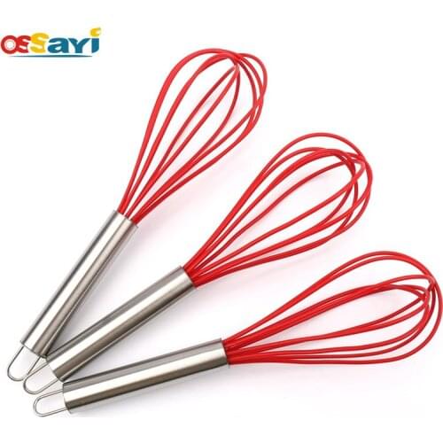 1Pcs Silicone Egg Beaters Kitchen Tools Food-Grade Silicone Hand Egg Mixer High Quality Stainless Steel Handle Egg Stiring Tools