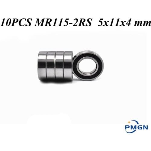 10PCS ABEC-5 MR115-2RS MR115 2RS MR115 RS MR115RS 5x11x4 mm rubber sealed cover miniature High quality deep groove ball bearing