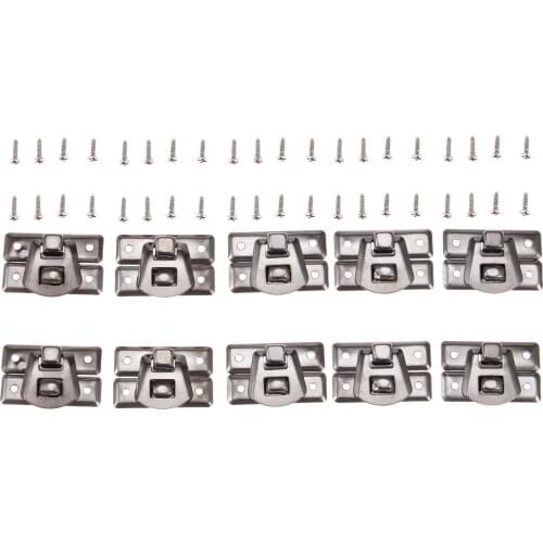 10Pcs Silver Box Hasps Iron Lock Catch Latches Zinc Alloy Jewelry Chest Case Buckle Clip Clasp Vintage Hardware Retro 31*22mm