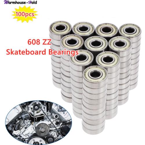 100 PCS 608 ZZ Skateboard Bearings Double Shielded 8x22x7mm Miniature Ball Bearings Row Roller Scooter Skateboard Bearings Kits