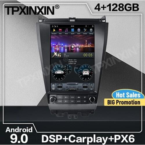 128G Tesla Screen Carplay Android Car Radio 2 Din Stereo Receiver For Honda Accord 2003 2004 2005 2006 2007 GPS Audio Head Unit