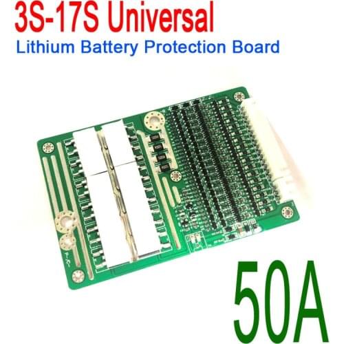 12S-17S 50A Universal 18650 Lithium Li-ion Battery BMS PCB Protection Board w/ Balance Charger 12S 13S 14S 16S