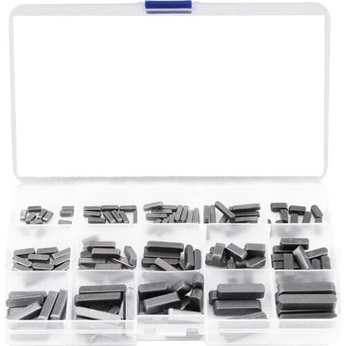 140Pcs Round Ended Feather Key Parallel Drive Shaft Keys Set 8mm 10mm 12mm 16mm 20mm 25mm 30mm Hardware with Box