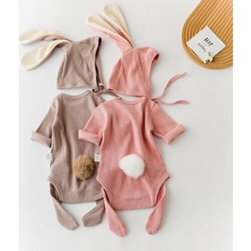 Infant Clothing Set Baby Girls Boys Clothes Autumn Spring Pure Color Cute Jumpsuit Overalls Newborn Baby Rompers Hat Socks 3pcs