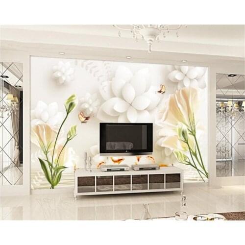 Beibehang 3D Wallpaper Stereo Fancy Lily Tulip 3D TV Backdrop Living Room Bedroom Background Mural wallpaper for walls 3 d