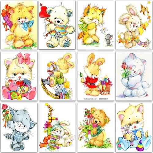 5D DIY Diamond Painting art animals Teddy bear rabbit Love Full Square&Round Diamond mosaic embroidery Cross stitch home decor