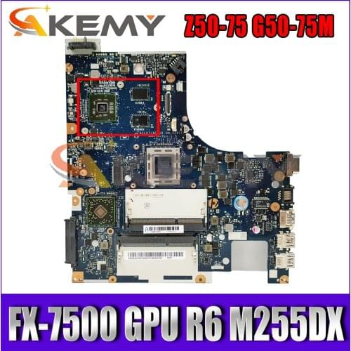 Akemy ACLU7/ACLU8 NM-A291 Motherboard For Lenovo Z50-75 G50-75M Laptop Motherboard CPU FX-7500 GPU R6 M255DX 2G 100% Test