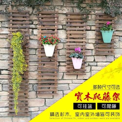 Self-contained Living Room Wall Hanging Wood Balcony Solid Wood Multi-layer Wrought Iron Green Plant Plant Climbing Vine Pot Rac