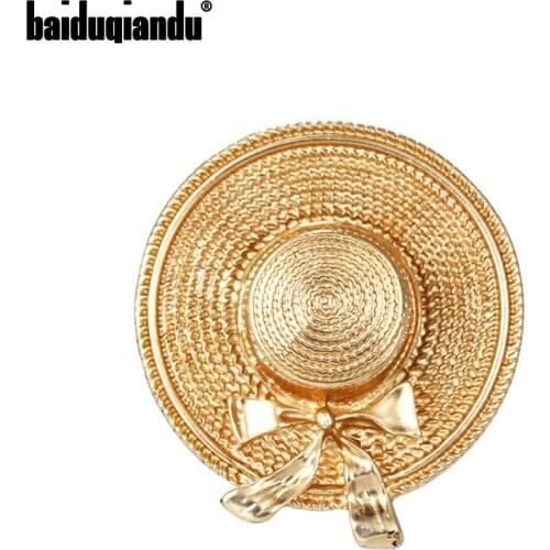 Baiduqiandu New Arrival Hat with Bow Brooches for Women Dress Coat Accessories Cute Jewelry