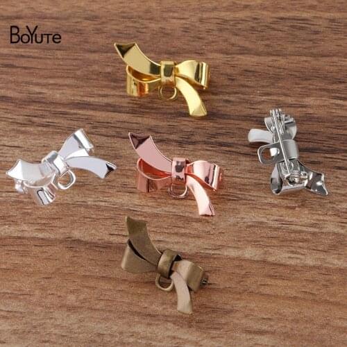 BoYuTe (20 Pieces/Lot) 5 Colors 17*28MM Bowknot Brooch with One Loop Diy Brooch Pins Jewelry Accessories Wholesale
